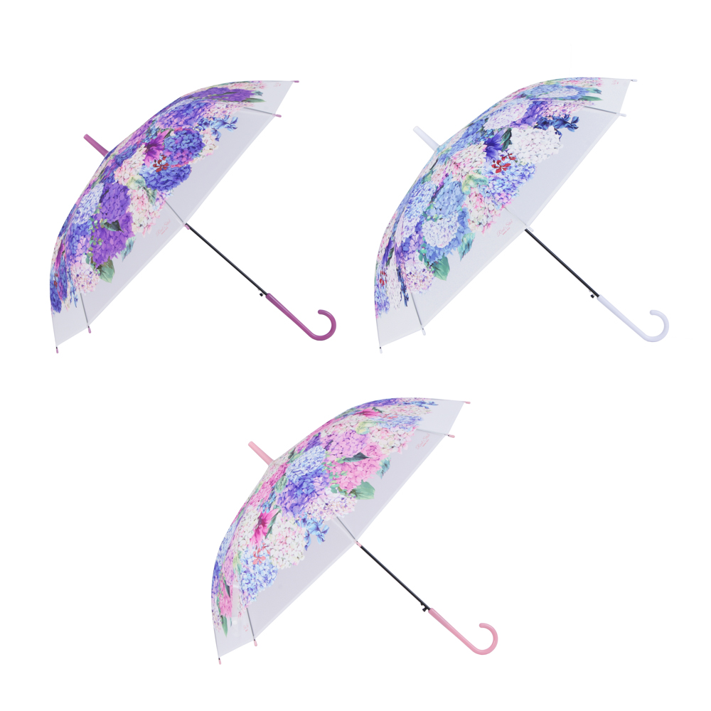 Зонт-трость женский, металл, пластик, ПВХ, 60 см, 8 спиц (3диз) (4/60)