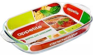 Форма 41*26*6см 3,9л (прям) с/руч (стекло) TM Appetite (1/6)