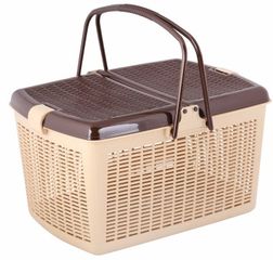 Корзина для пикника 450*340*250 (беж.-коричневый),пласт. (6)