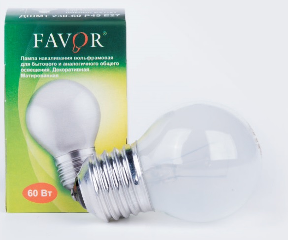 Лампа накаливания ДШ 230-60 Favor Е27 60Вт (10/10/100)