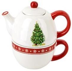 "Новогодняя ель" Набор 2пр: чайник 400мл, чашка 360мл 17*12*15см (керам) п/у (1/16)