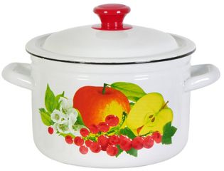 Кастрюля  4,0л цил. с/дек (белая) эмаль(4)