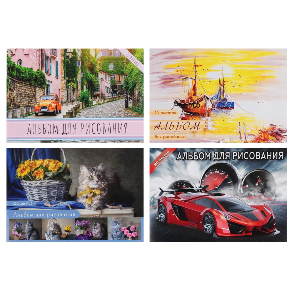 Альбом д/рисования ClipStudio А4 20л скрепка, обл. картон (4диз)(1/20)