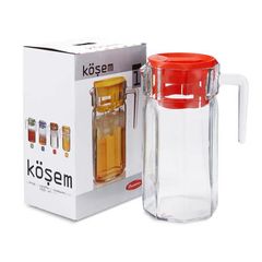 Кувшин Kosem 1,235л (крас. крышка) п/уп стекло(1/6)