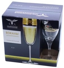 Набор 6 бокалов д/вина 180 мл с рисунком "Нежность" (1/4)