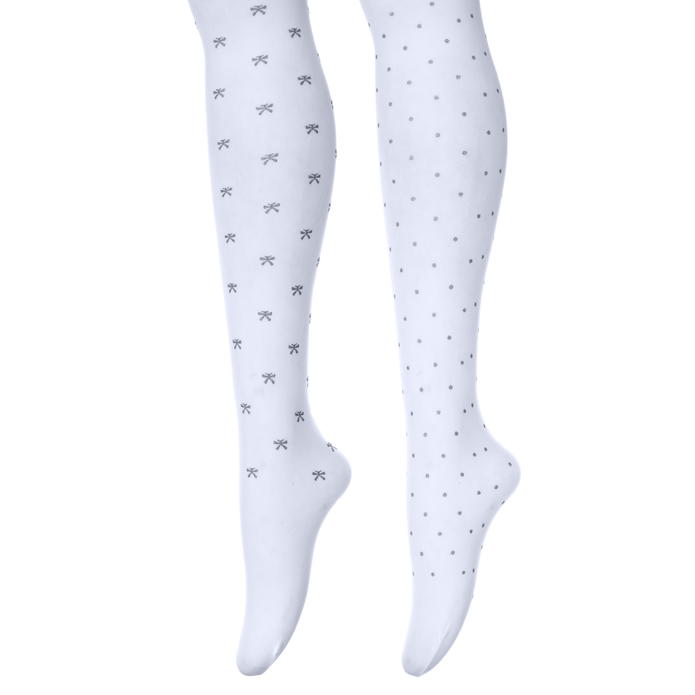 Колготки детские с декором, 85% полиамид, 15% спандекс, 3 р-ра, цвет белый, 2 диз GALANTE (6/36)