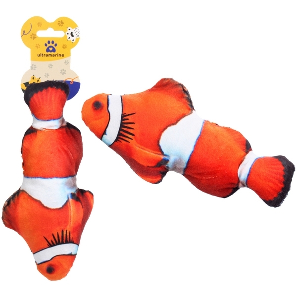 Игрушка д/кошек мягкая реалистичная "Рыбка Клоун", 20см/17гр (1/12)