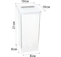 Емкость д/сыпуч.продуктов 1,4л СТЕП 10*10*21см Белый,пласт (1/10)