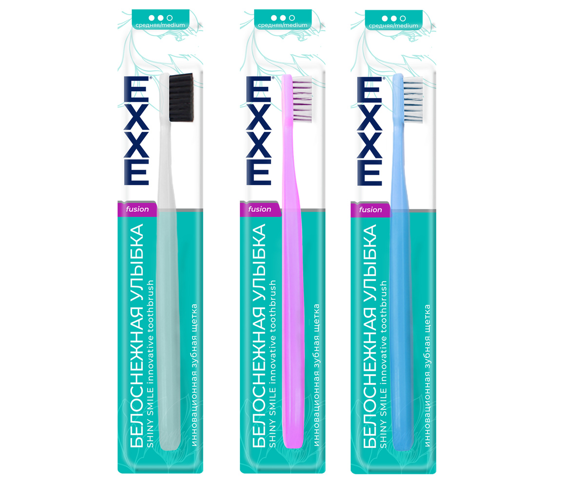 EXXE Зубная щетка Смарт Уход/FUSION Белоснежная улыбка, 1 шт (средн) (12/48)