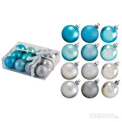 Набор шаров "Иней" 12 шт, 4 см. пластмасса (6/24)