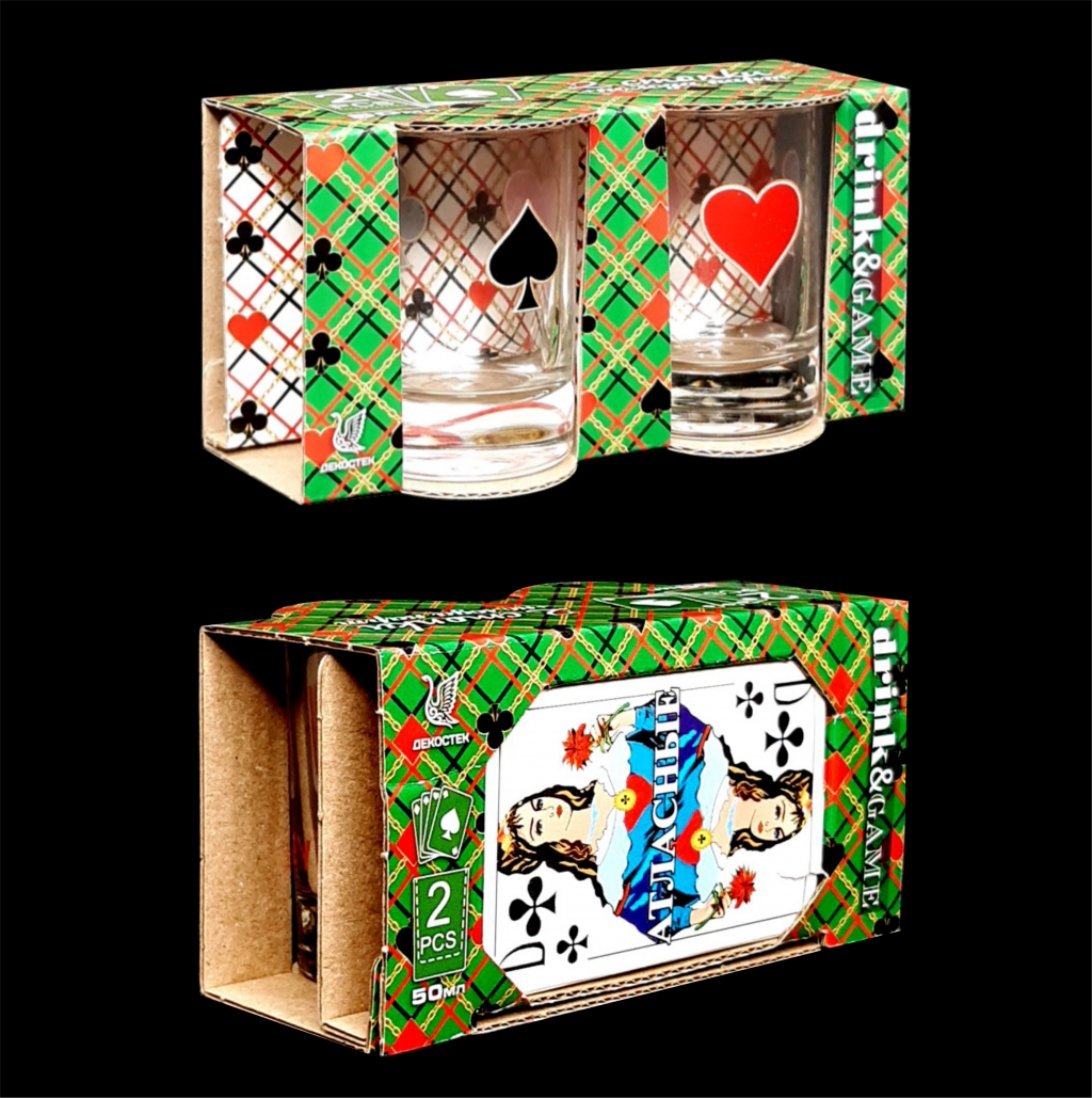Подарочный набор "Игрок" (2 стопки и колода карт) (стекло) п/у (1/24)