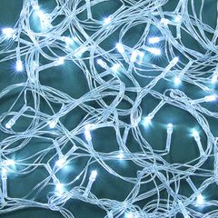 Гирлянда эл. вьюн 10м, 100 LED, белый, пост. свеч., ПВХ прозр., коннектор, 220В СНОУ БУМ(1/50)