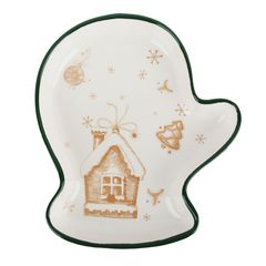Блюдо в форме варежки 20*17,5*3см "Пряничный домик" MILLIMI (керам) (1/24)