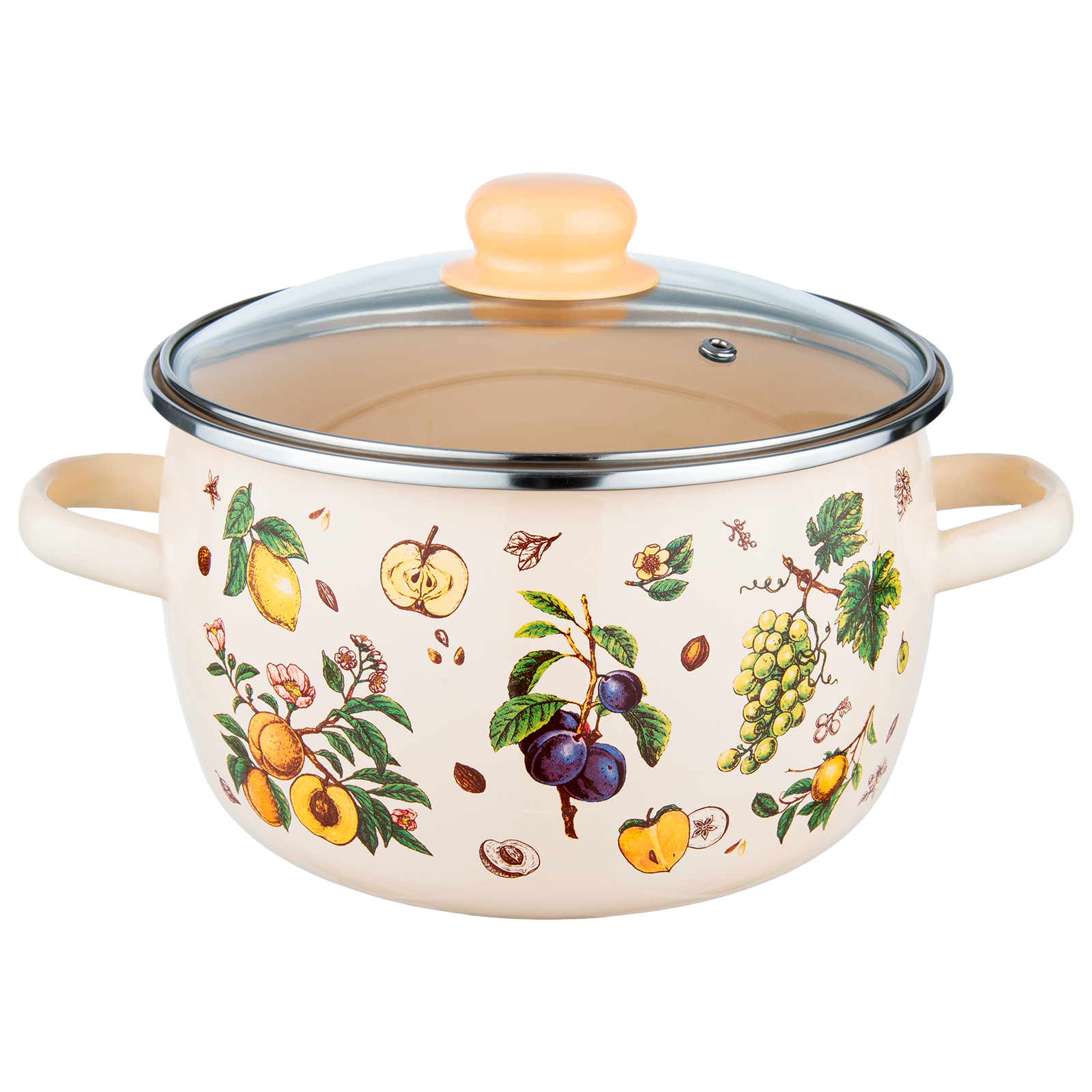 Кастрюля 2,0л Appetite Фруктовый сад стекл/кр сфер эмаль (1/8)