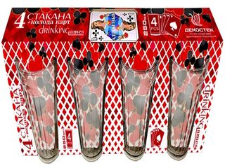 Подарочный набор 5пр."Гладкий" (4стак.-колода карт) (1/10)