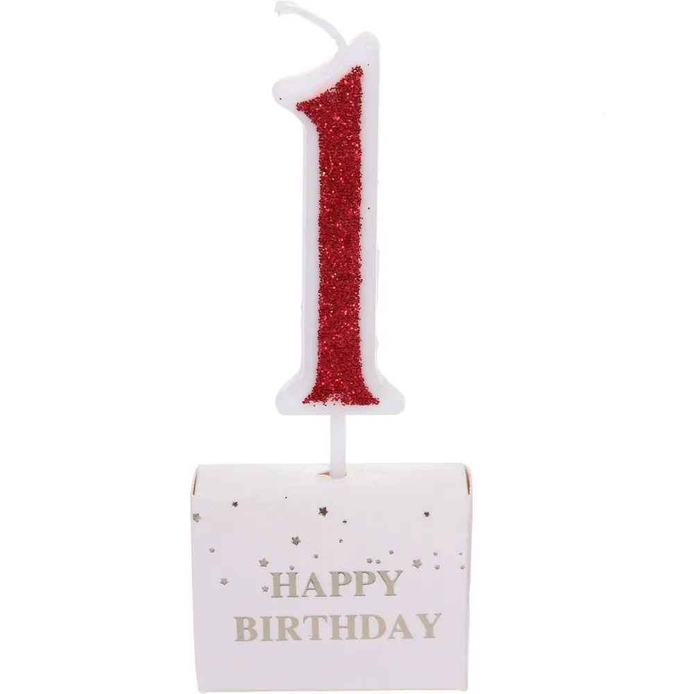 Свеча для торта Цифра Иллюзия "1" 9.5 см, красный (1/50)