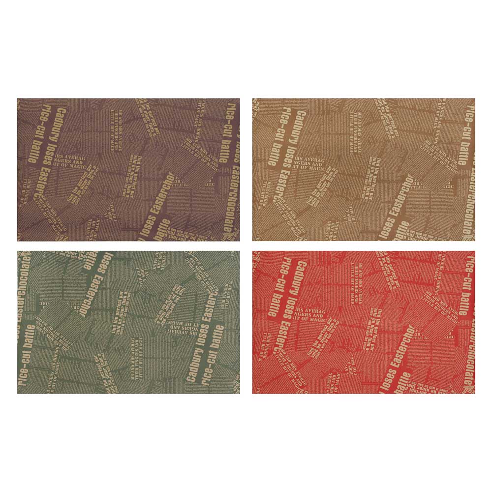 Бумага д/упаковки подарков, набор 2 рулона, 50x70 см, крафт Газета цветная, 4 диз (8/8)