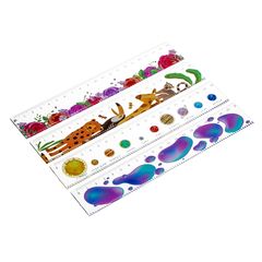 Линейка 20см, с цветным принтом, 21х3,3х0,2см, волнистая грань, пластик, 4 дизайна (1/50/2400)