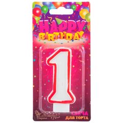Свеча тортовая цифра 1 (5*7,5*1,2 см.) парафин (12/12)