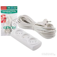 Удлинитель 3роз/10,0м, ENGY "Эконом" (ШВВП 2*0,75)ПВХ,медь (1/40)