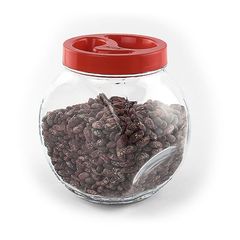 Банка Bella 1,5л (боковая) красная пл/кр стекло(6)