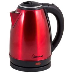 Чайник 1,8л Homestar стальной, красный 1500В автооткл, защита от раб.без воды, поворот 360 (1/12)