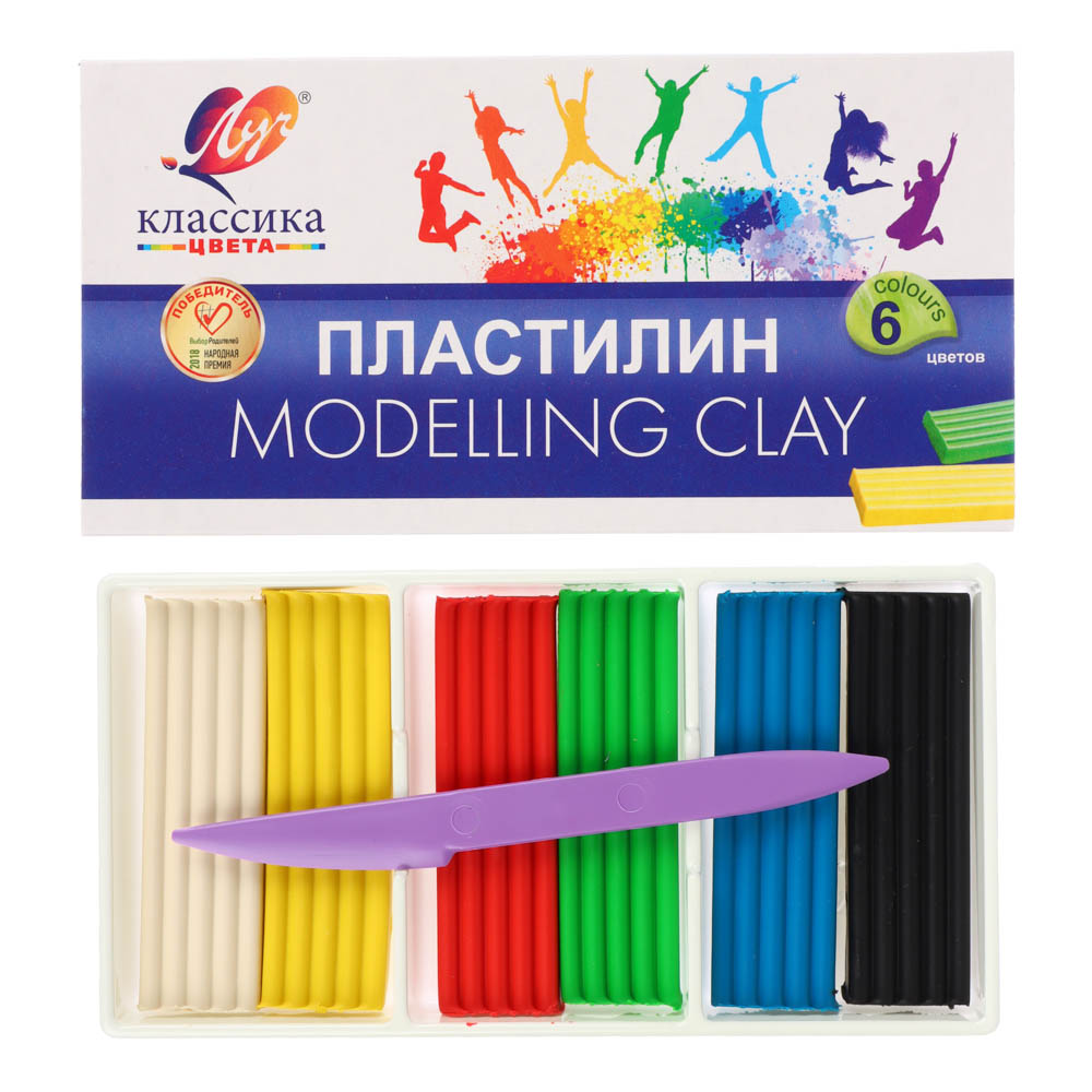 Пластилин "Классика", 6цв, 120 грамм, со стеком, в карт. кор. ЛУЧ (1/40)