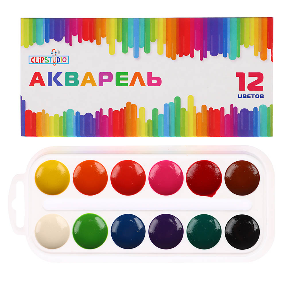 Краски акварельные медовые 12цв. без кисточки в картонной упаковке (1/12/80)
