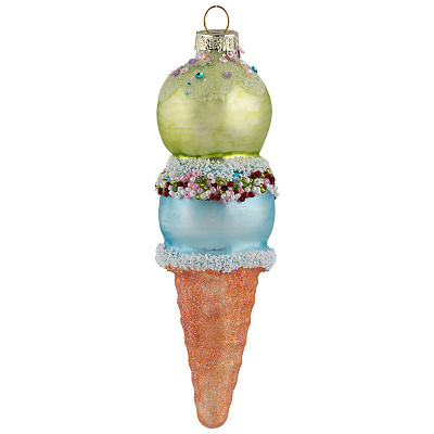 Украшение елочное "Мороженое"5*5*14.7cm(стекл.,полиэст.) (12/48)