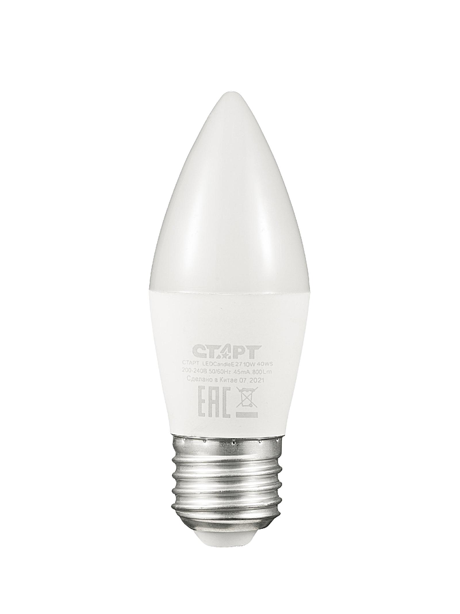 Лампа ECO LEDCandleE27 10W 40 WS СТАРТ (10/10)