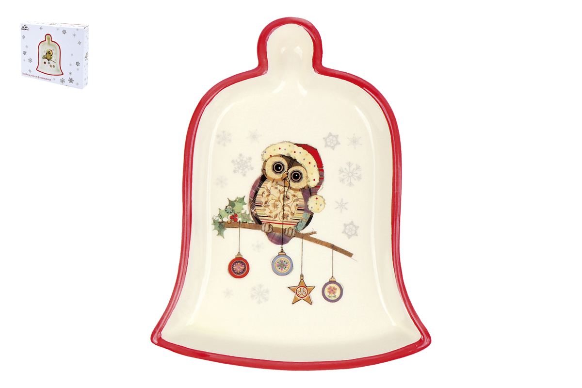 "Owl Christmas" Блюдо 19,5*15,1см колокольчик п/у доломит(1/12)
