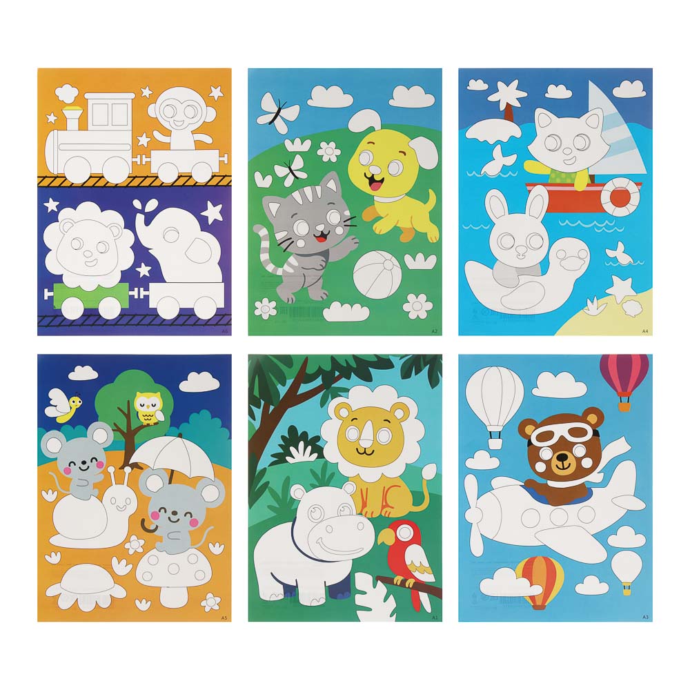 Аппликация самоклеящаяся "Микс", бумага, ЭВА, 21х27см (12диз) ХОББИХИТ (1/16/720)