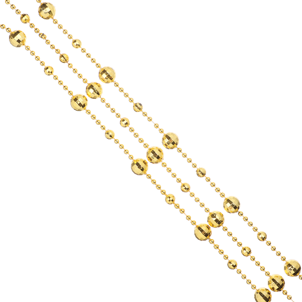 Бусы декоративные, формовые шары разных диаметров, 500 см, пластик, цвет золото СНОУ БУМ (1/6)