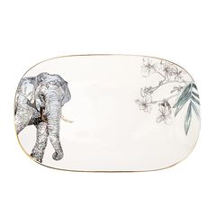 Блюдо сервировочное 25*16*3см "Саванна/Слон" с элементами золота (фрф) (6/24)
