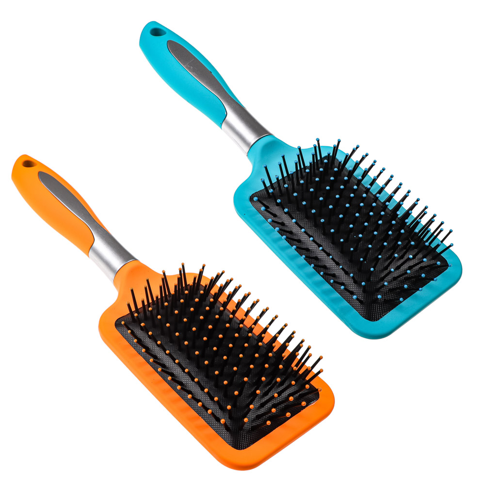 Расческа массажная, пластик, силикон, 25,5см, 2 цвета ЮНИLOOK (1/12/144)