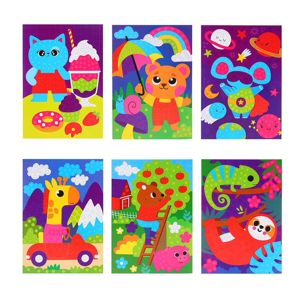 Аппликация самоклеящаяся Веселый день/Летунья, бумага, ЭВА, 16,5х23,5см, 6-12 дизайнов (12/12/480)