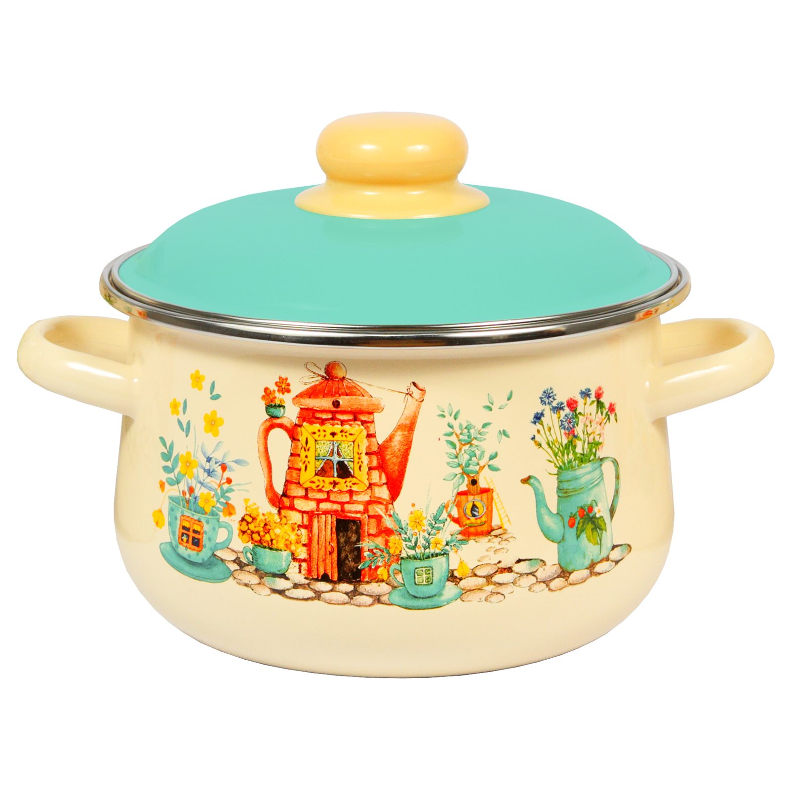 Кастрюля 2,0л Чайный домик конич эмаль(1/8)