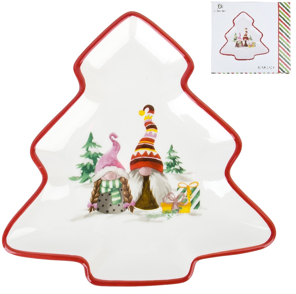 Блюдо "Рождественские гномы" 21х20см (керамика) (подарочная упаковка) (1/36)