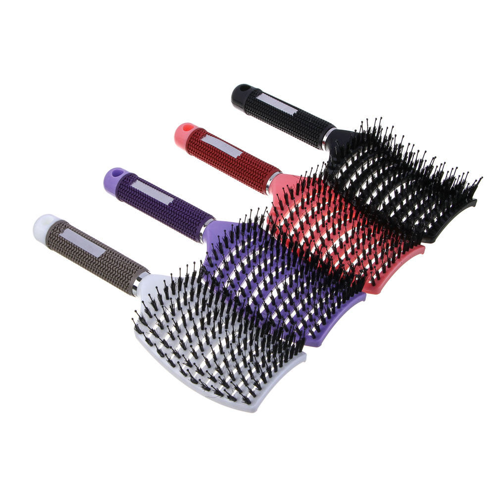 Расческа массажная, ABS+щетина 24x7см, 4 цв ЮНИLOOK (12/120)