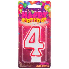Свеча тортовая цифра 4 (5*7,5*1,2см)парафин(12/12)