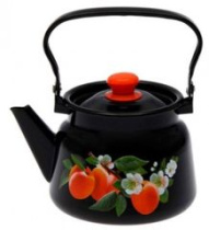Чайник 2,3л (эмаль) с/рис. черный,металл. (1/4)
