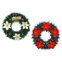 Венок декоративный 38см (красный,золотой) СНОУ БУМ (1/18)