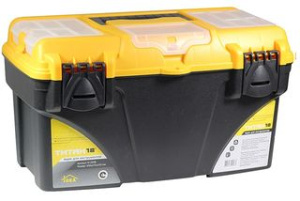 Ящик для инструментов ТИТАН 18" (с коробками) Черный с желтым пласт.(1/6)