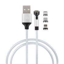 Кабель для зарядки магнитный поворотный 3в1,iP/MicroUSB/Type-C,1м, 2.4, ткан. оплетка NG (1/12/24)