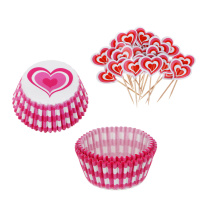 Набор д/приготовления кексов, формочки и шпажки с декор. сердечки, (24+24 шт)(12/240)