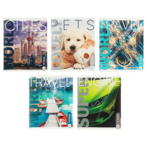 Тетрадь 48л клетка, обложка картон (5диз) (1/100)