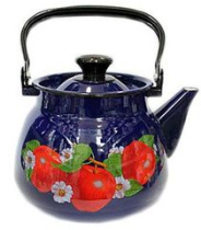 Чайник 3,5л с/дек подвиж. ручка (синяя) эмаль(4)