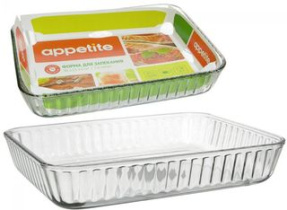 Форма 30*23*6см 2,6л прям.риф (стекло) ТМ Appetite (1/6)