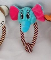 Игрушка д/собак малых и средних пород "ЗООГРАД", слон с канатом, с пищалкой, 21*13см (1/12)