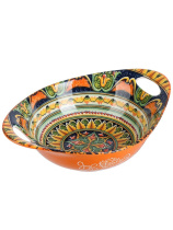 "Arabesque" Салатник овальный с ручками (оранжевый) 22х15,5см (min8) (трансп. уп.)фрф.(8/48)